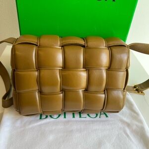 Bottega Venetta Lambskin Veneta Classic Padded Cassette Crossbody Bag Camel NWT